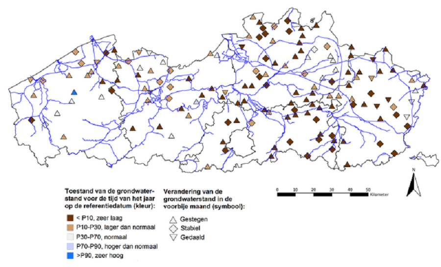 Vlaamse grondwaterstanden begin december 2020